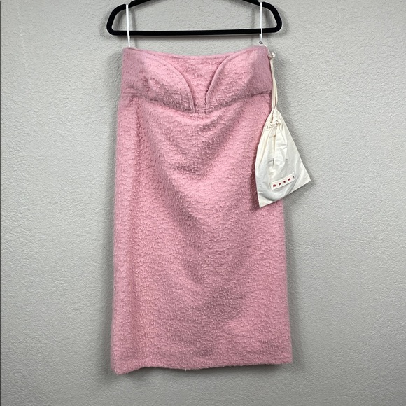 NWT Marni Split Back Hem Below Knee Strapless Dress with Belt Pink Sz 44 - Picture 5 of 16